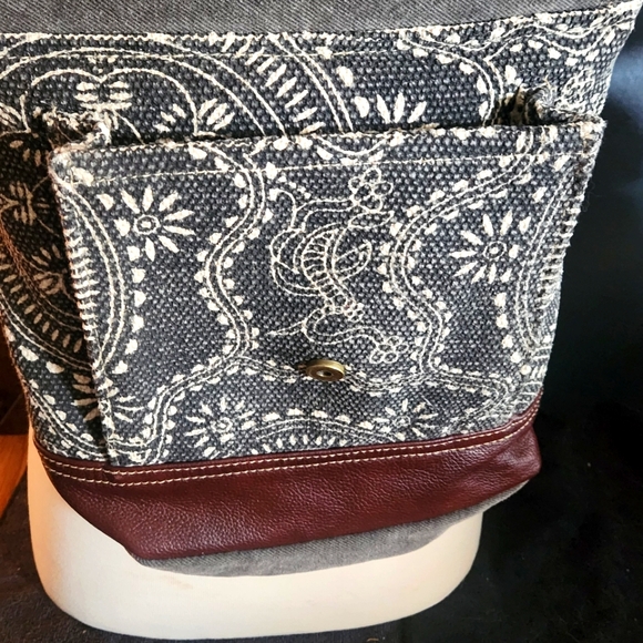 Myra Leather And Cowhide Fabric Stylish Square Backpack - Picture 8 of 15